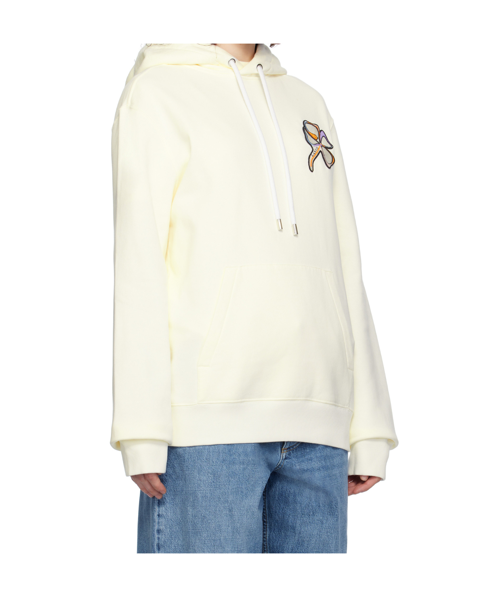 Lanvin White Clover Snake Patch Hoodie In Neutral