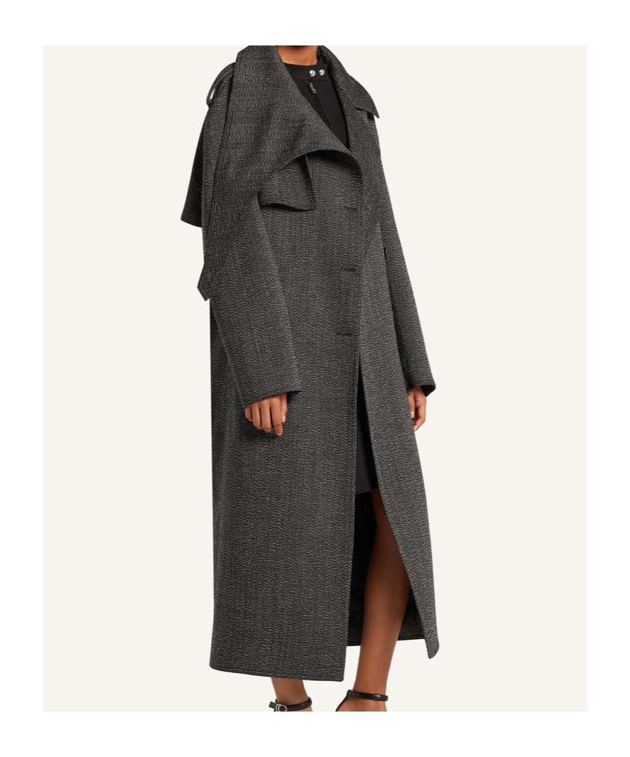 Courrèges Asymmetric-collar Long Coat In Gray