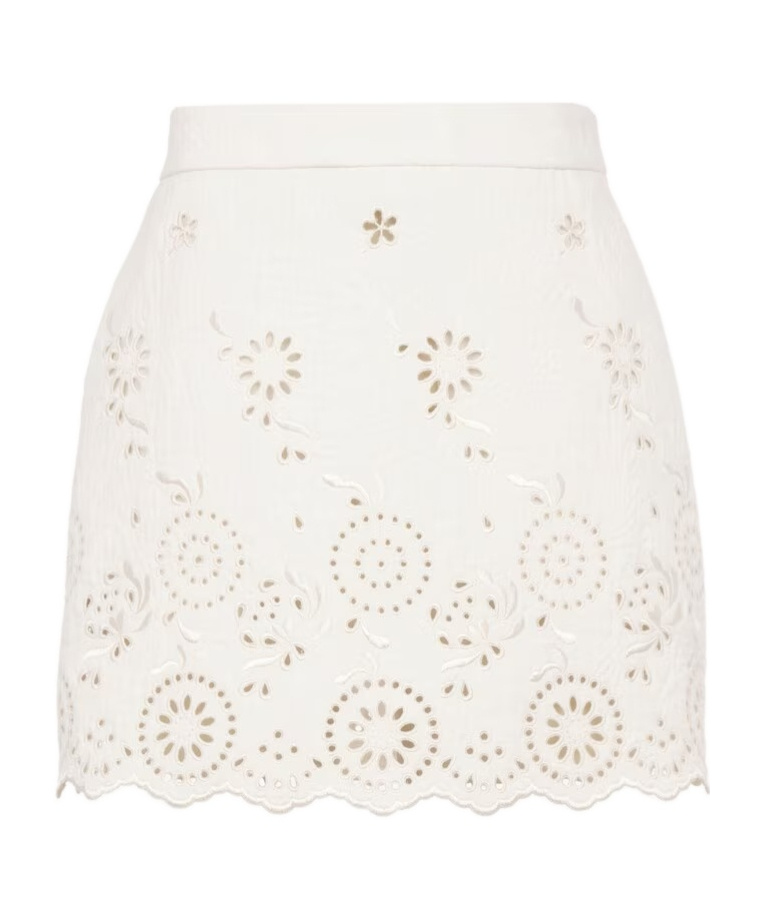 Chloé Scalloped Mini Skirt In A Cotton Mix In White