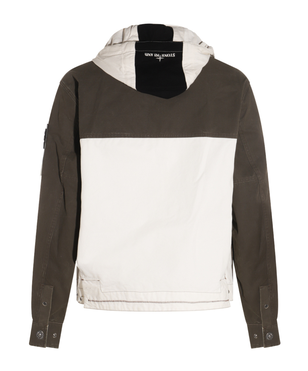 Stone Island Men's Hooded Cotton Jacket In Military Green