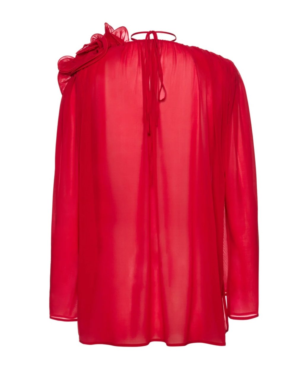 Magda Butrym Asymmetric Floral Long Sleeve Blouse In Red