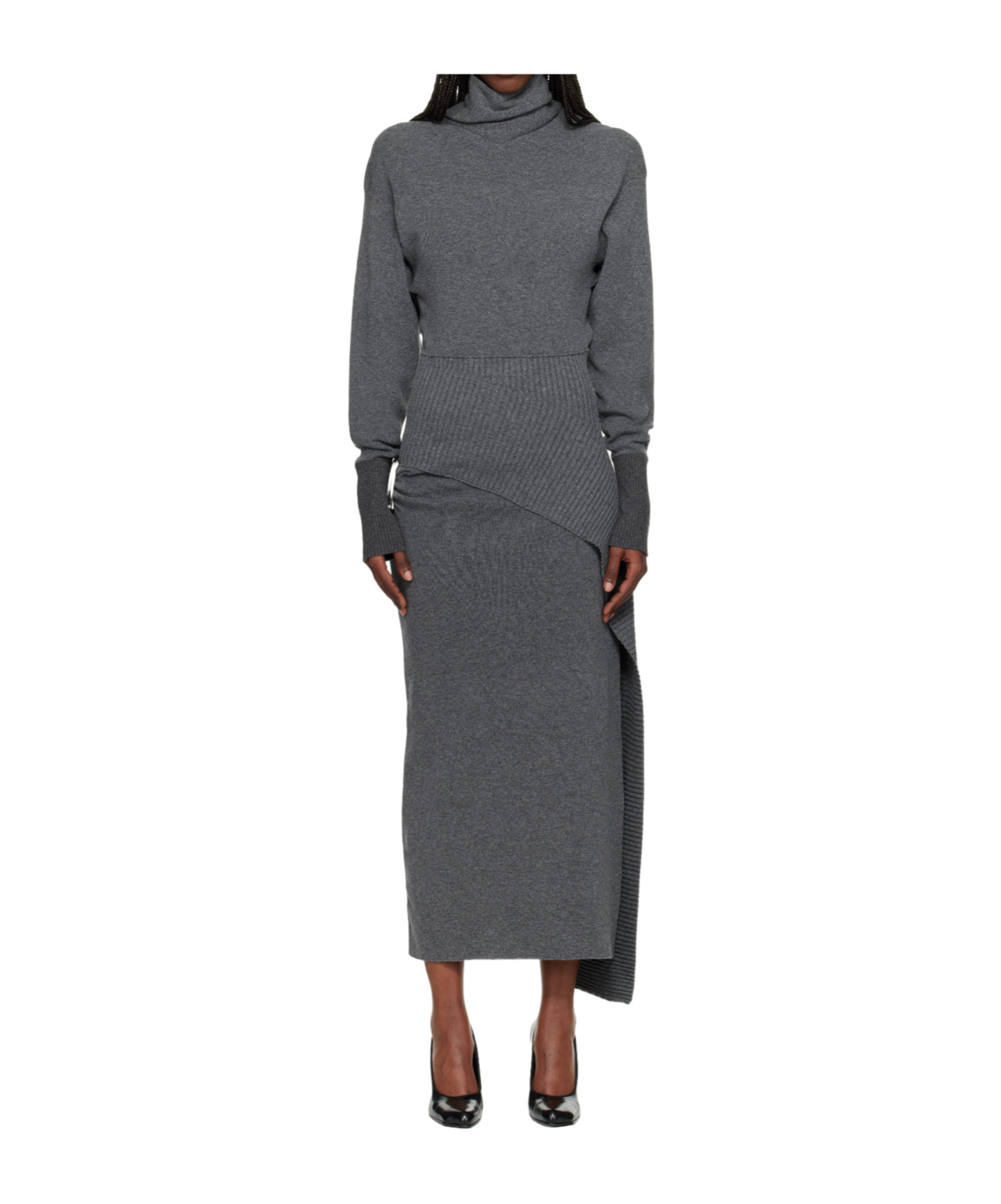 Lanvin Wool And Cashmere Blend Long Dress In Gray