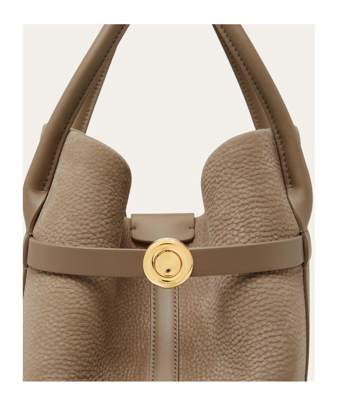Loro Piana Ghiera Small Handbag In Smoky Brown/sun Gold
