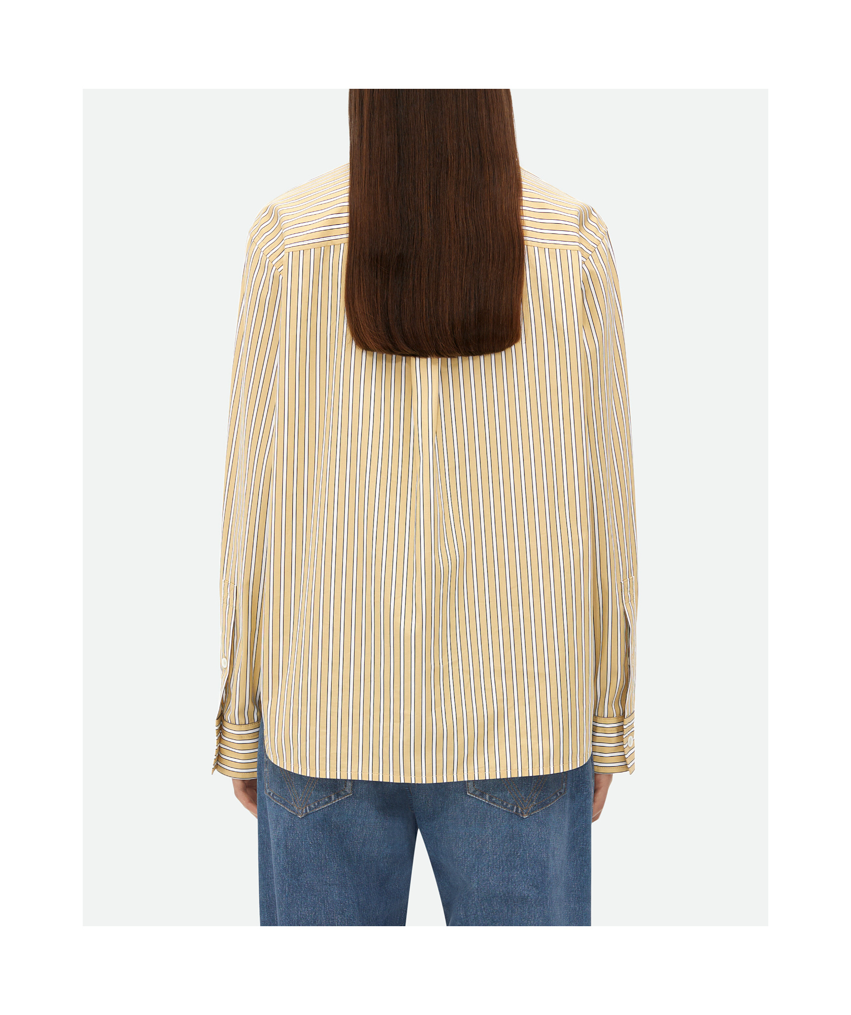 Bottega Veneta Striped Cotton Shirt In Nude