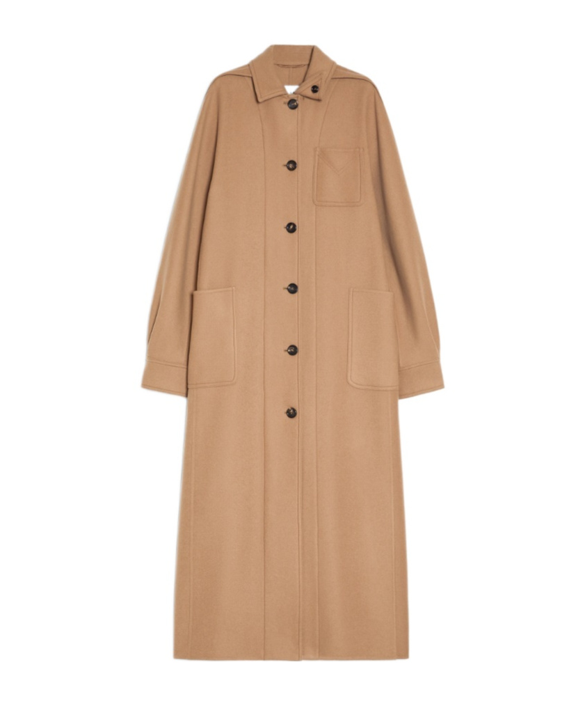 Max Mara Long-sleeved Coat In Nude