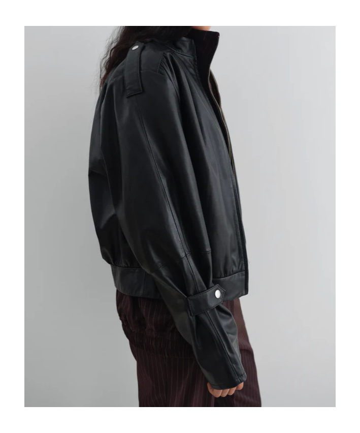 Gimaguas Long-sleeved Leather Jacket In Black