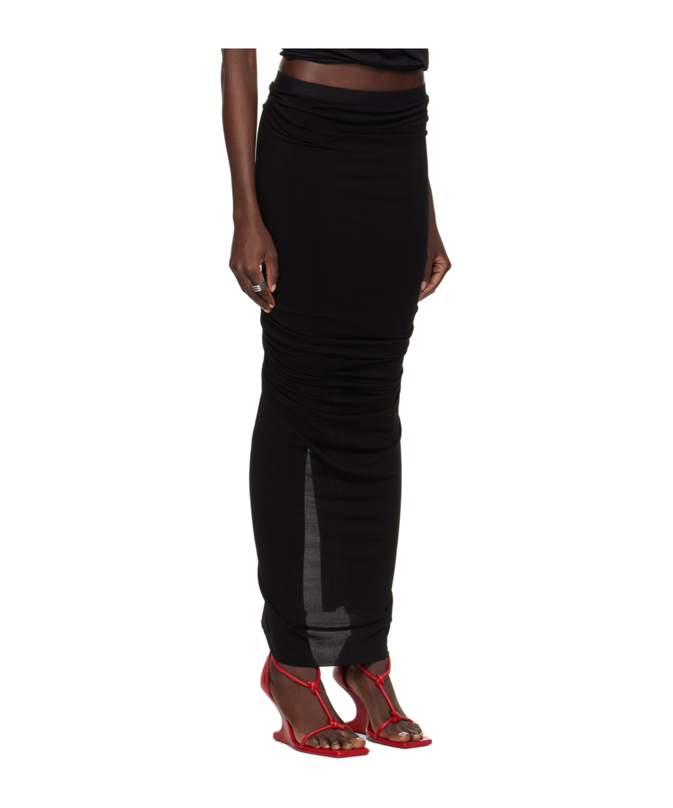 Rick Owens Shrimp Asymmetric Skirt In Black