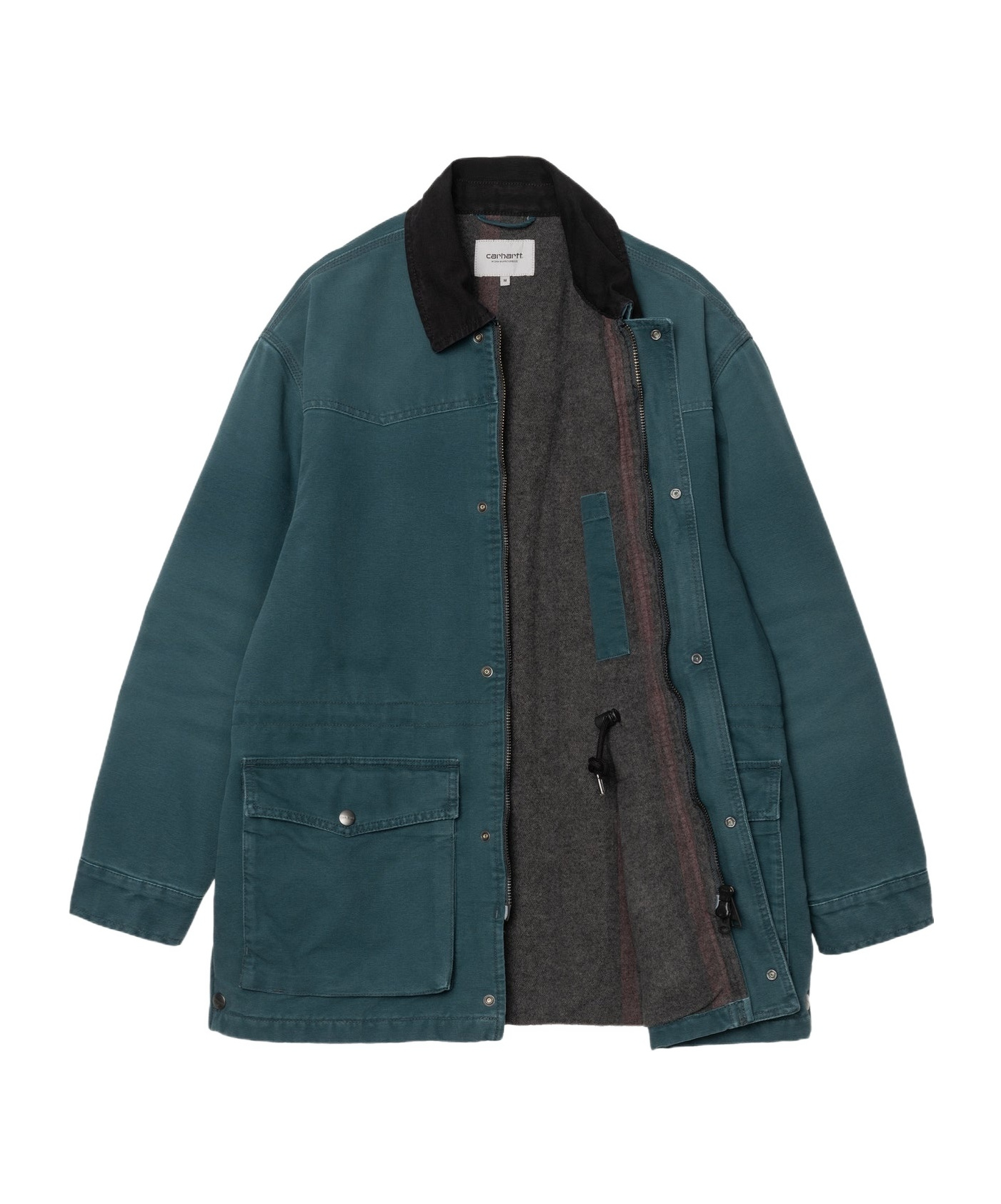 Carhartt Og Santa Fe Coat In Deep Lagoon/black