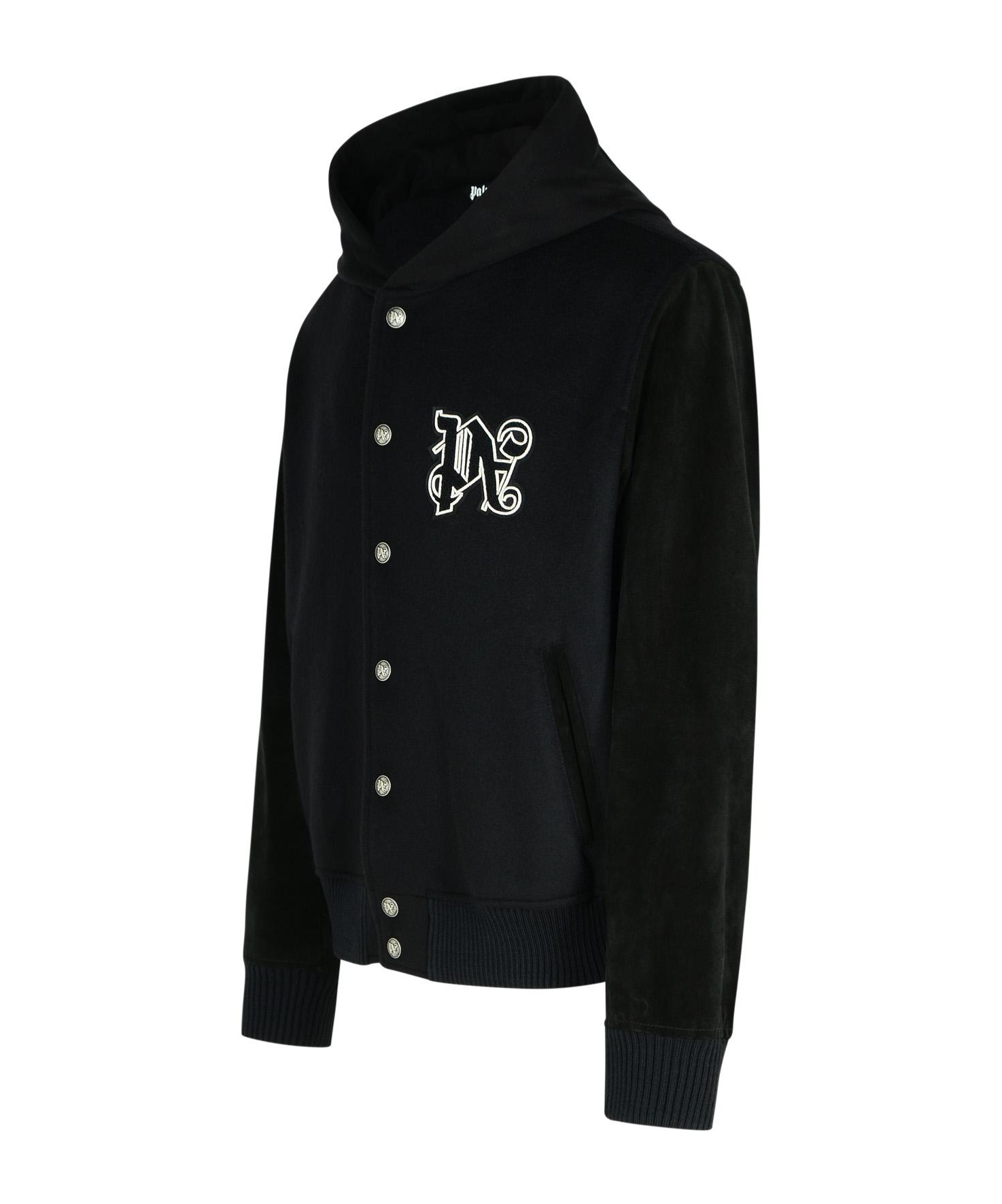 Palm Angels Vertigo Black Virgin Wool Blend Bomber Jacket In Black