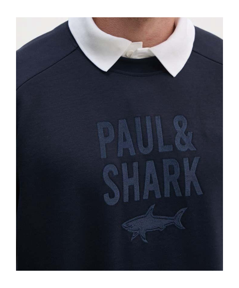 Paul & Shark Long-sleeved Round-neck Sweater In Black