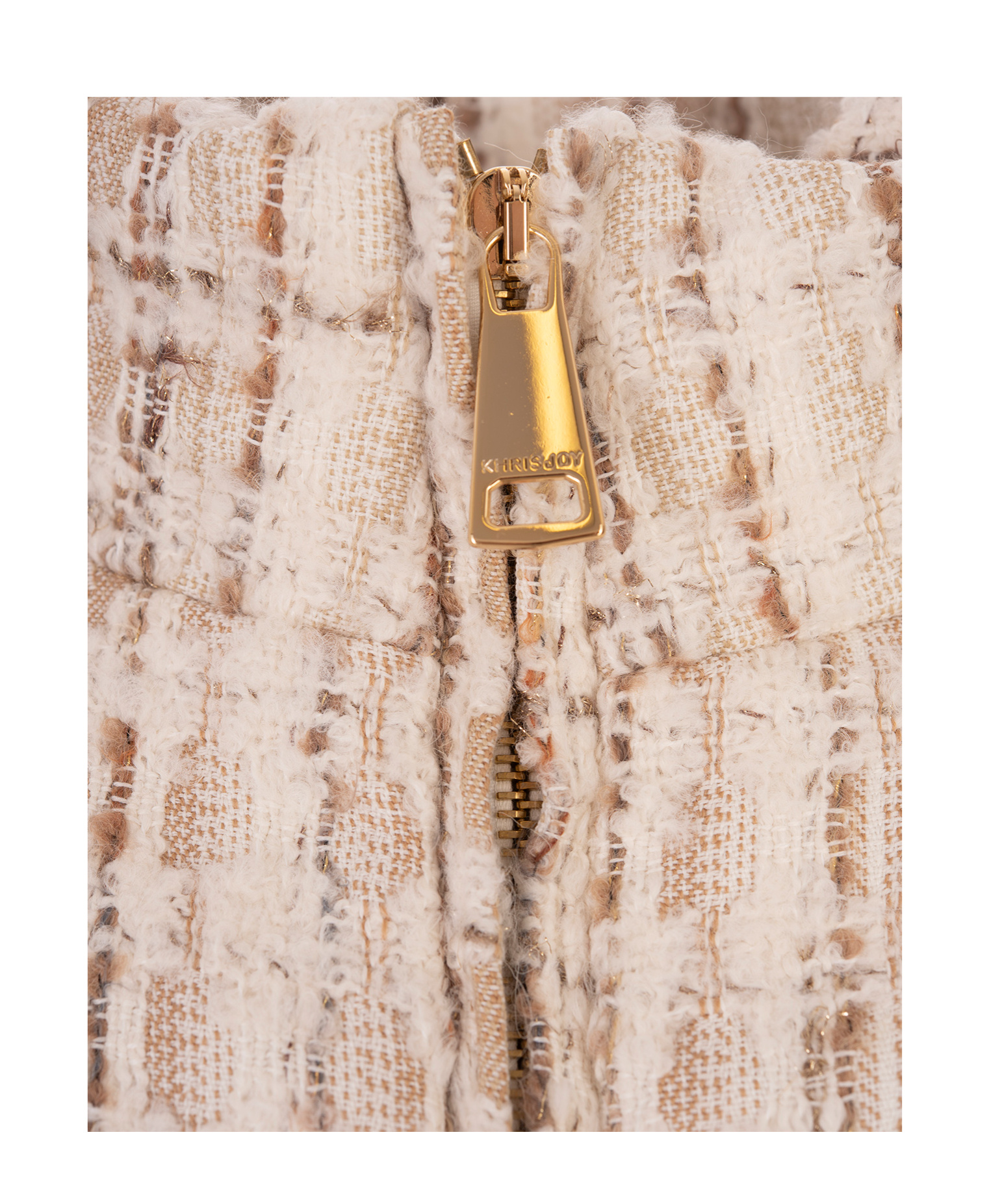 Shop Khrisjoy Textured High-neck Jacket In Nude