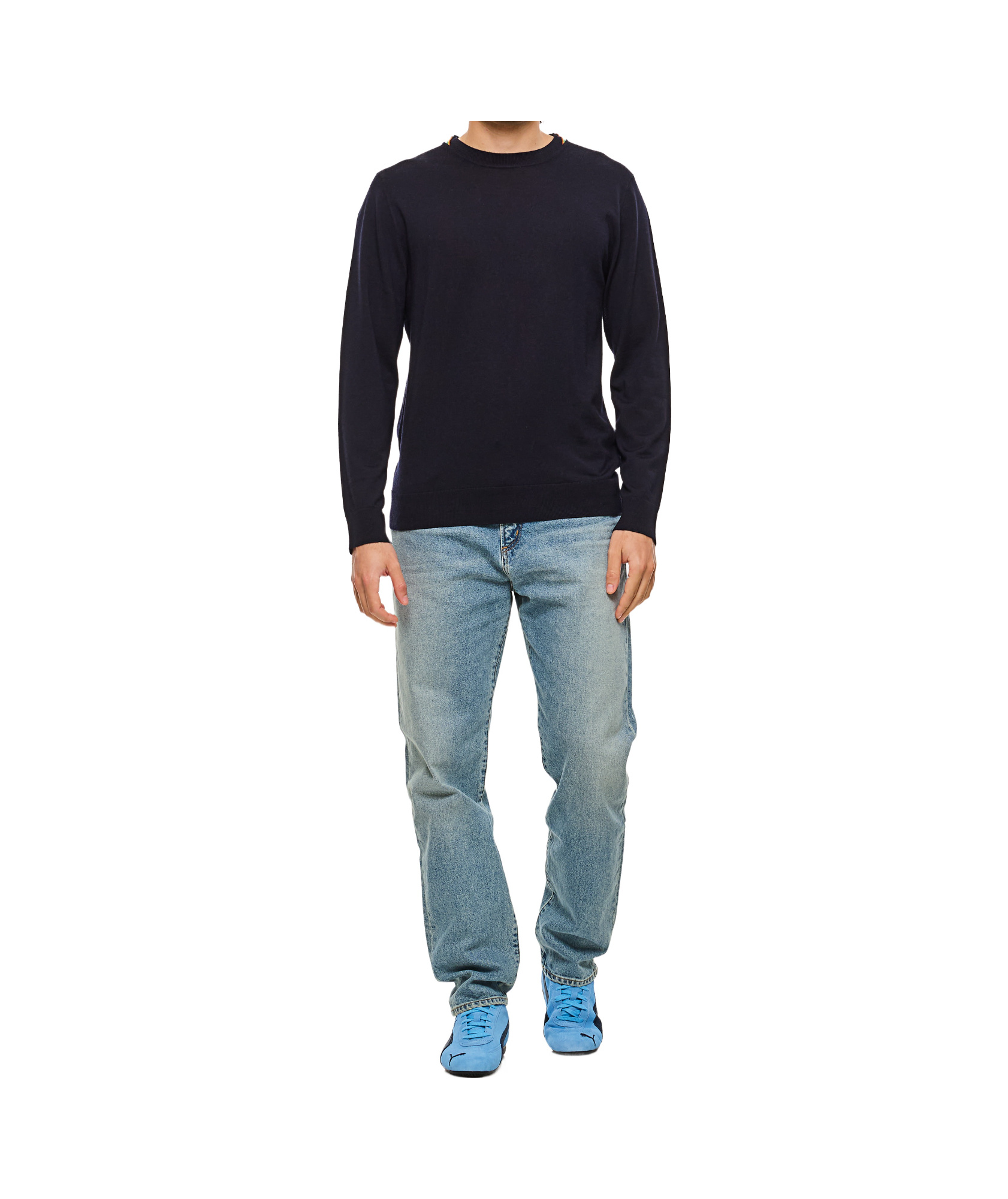 PAUL SMITH PAUL SMITH SIGNATURE STRIPE COLLAR CREWNECK JUMPER