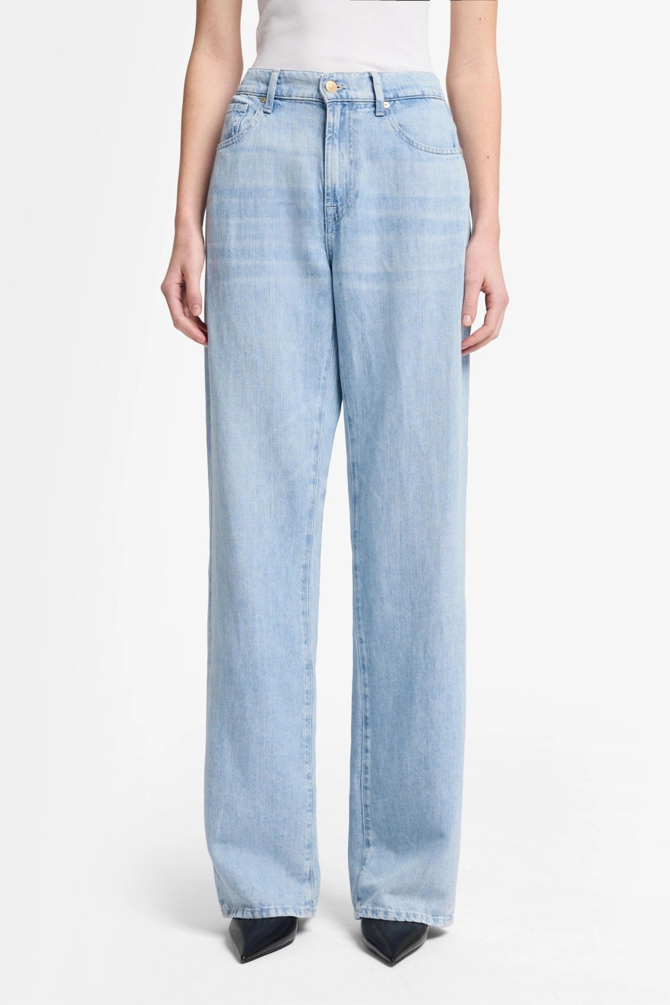 7 For All Mankind Flared Denim Trousers In Blue