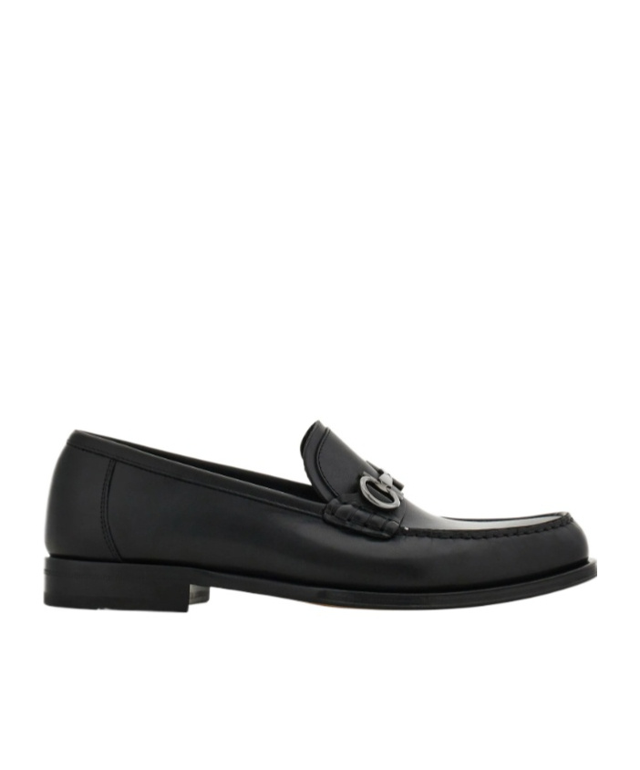Ferragamo Loafer With Gancini Buckle In Black