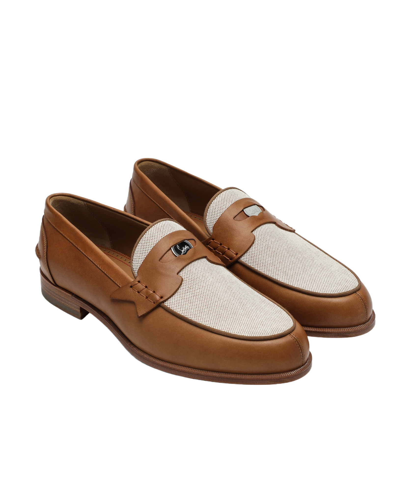 Christian Louboutin Brown Leather Penny Loafers In Brown