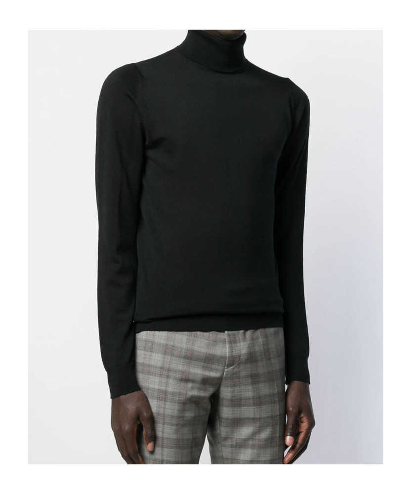 John Smedley Turtleneck Wool Sweater In Black