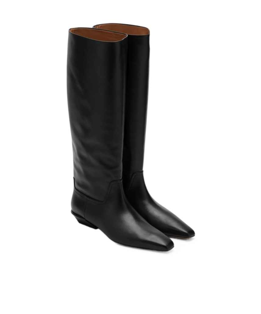 Paris Texas Leather Bettina Boots With Squared Toe In Black