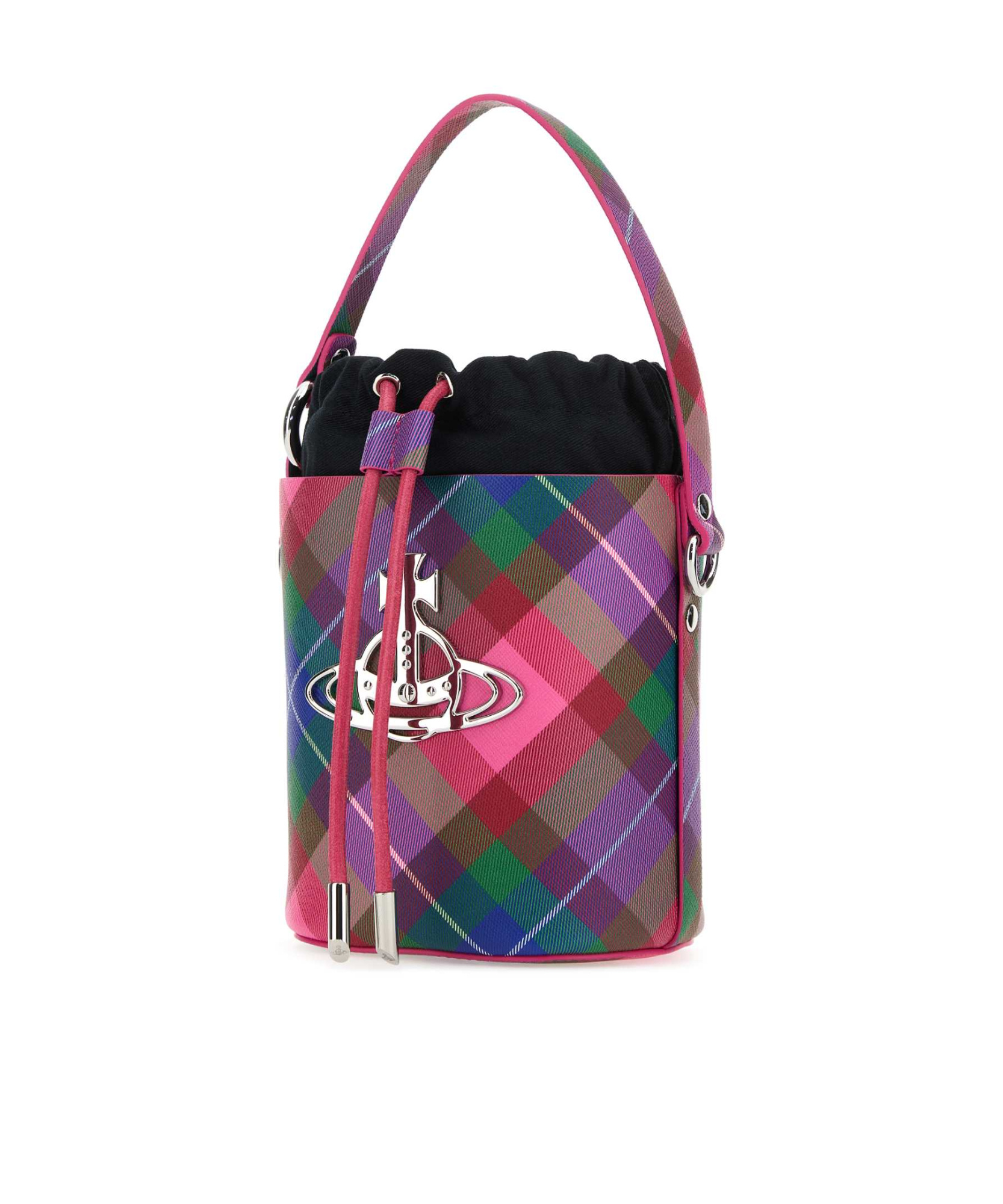 Vivienne Westwood Orb-plaque Checked Bucket Bag In Multicolor