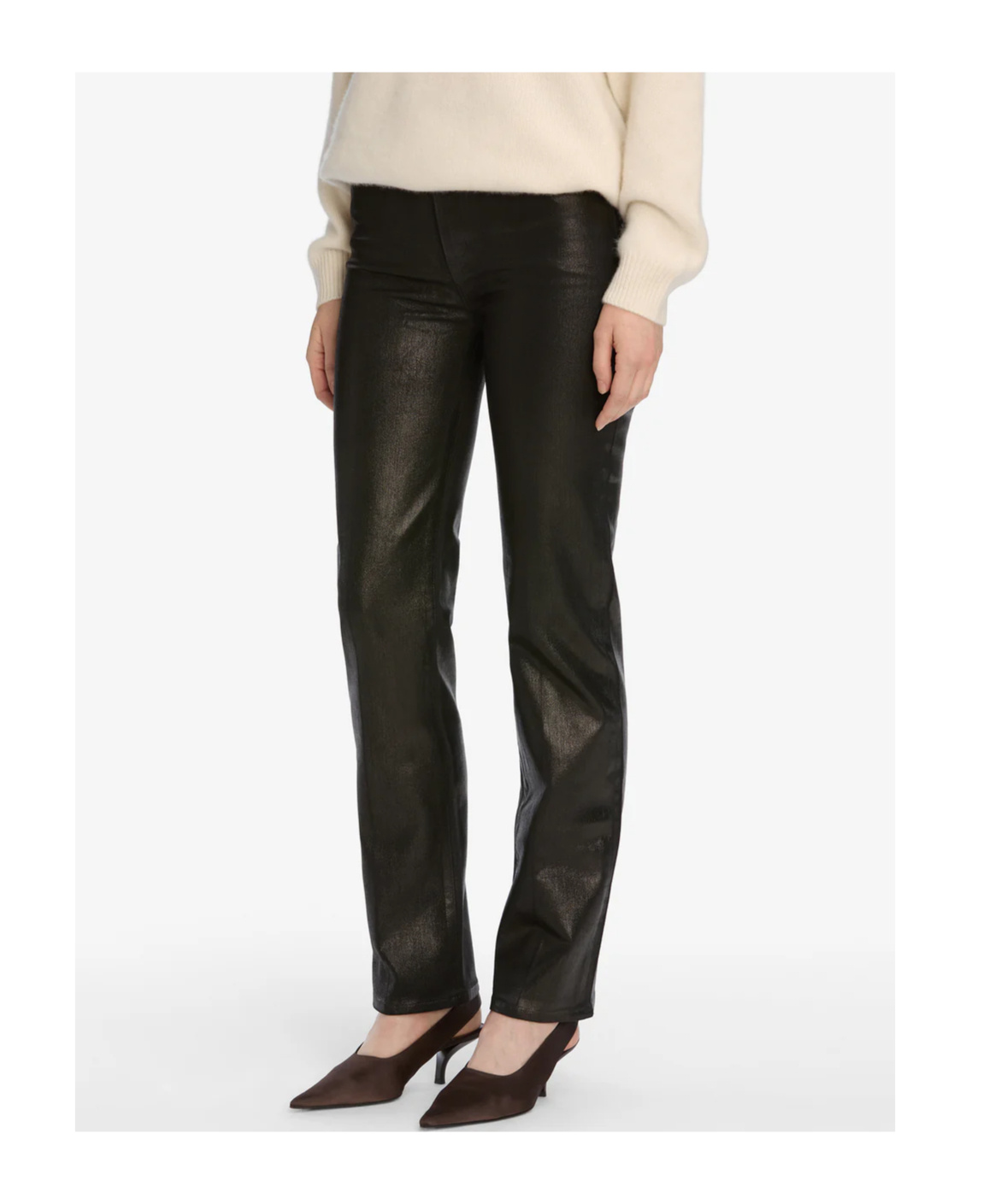 Frame High-waisted Straight-leg Jeans In Brown