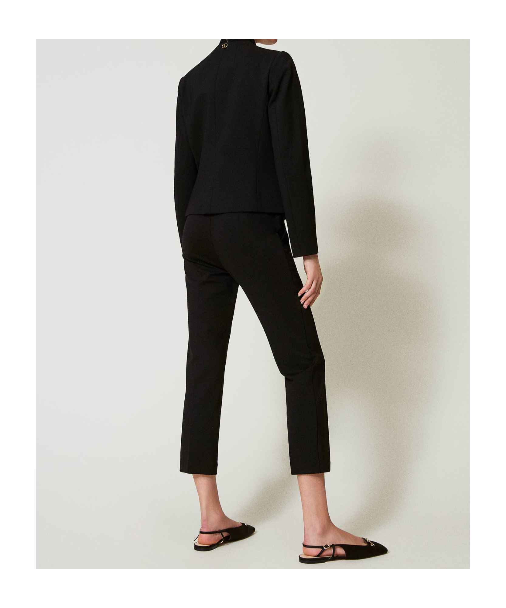 Shop Twinset Jewel Buttons Trousers In Black