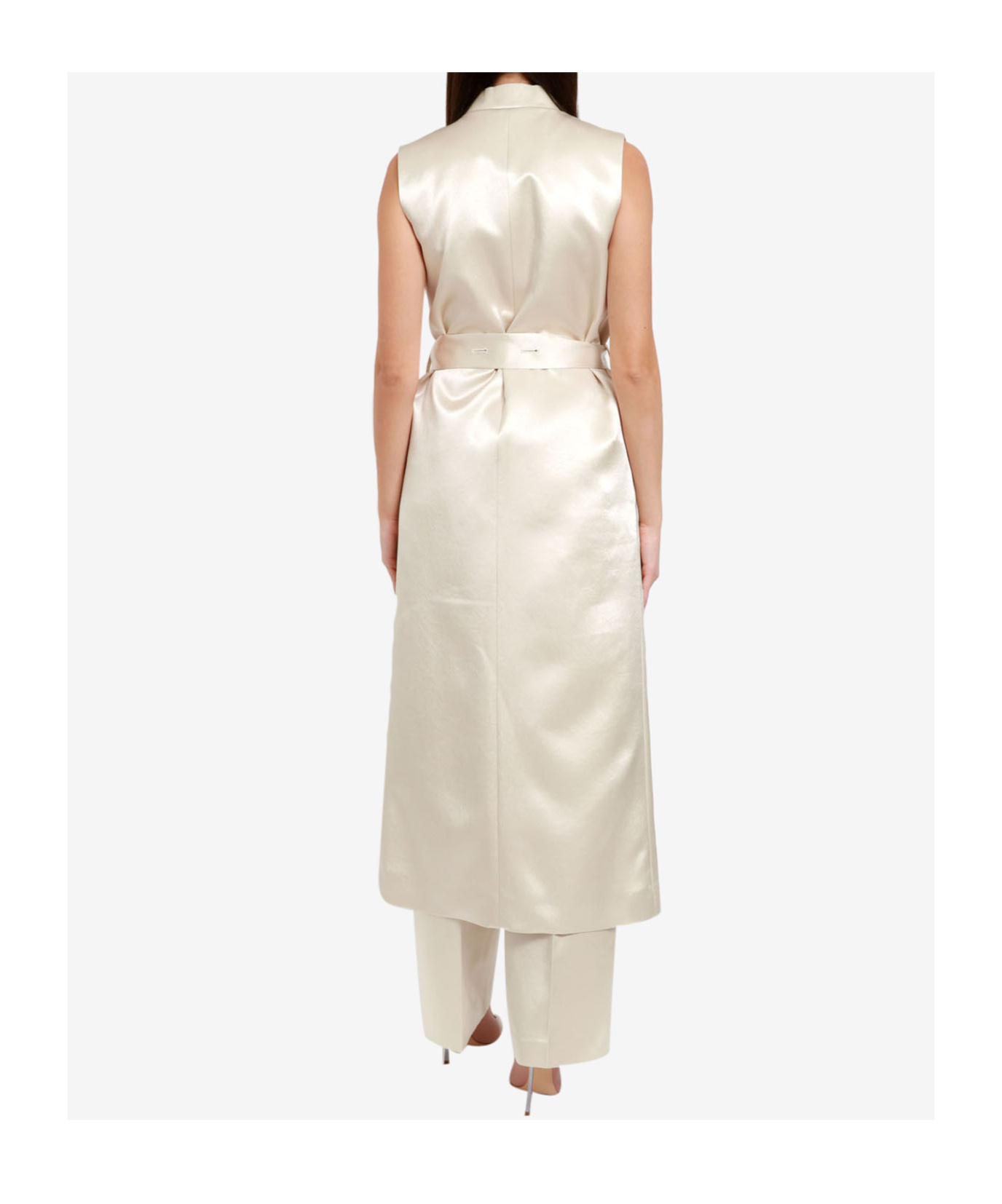 Philosophy Di Lorenzo Serafini Sleeveless Long Casual Jacket In Metallic