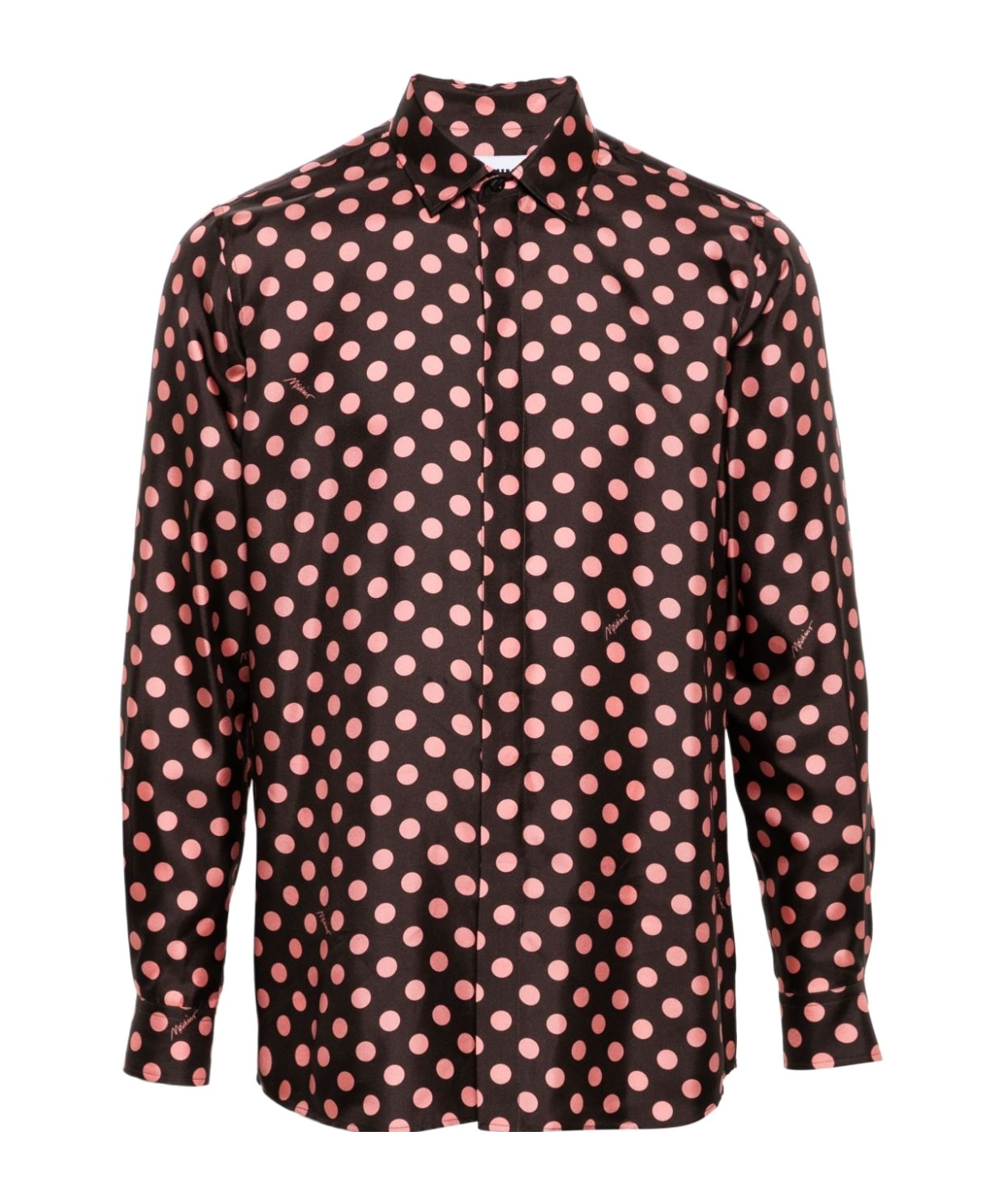 Moschino Polka-dot Silk Shirt In Brown