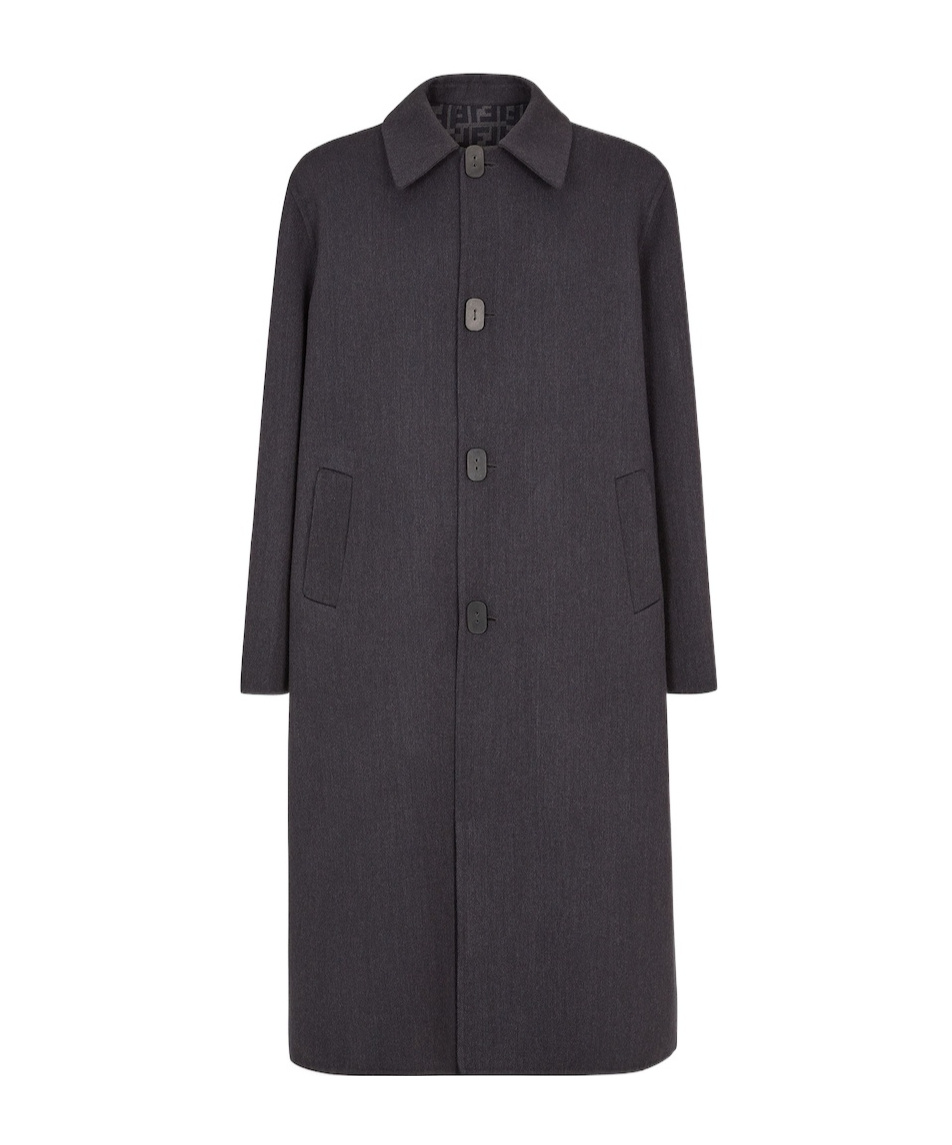 Fendi Long-sleeved Coat In Black
