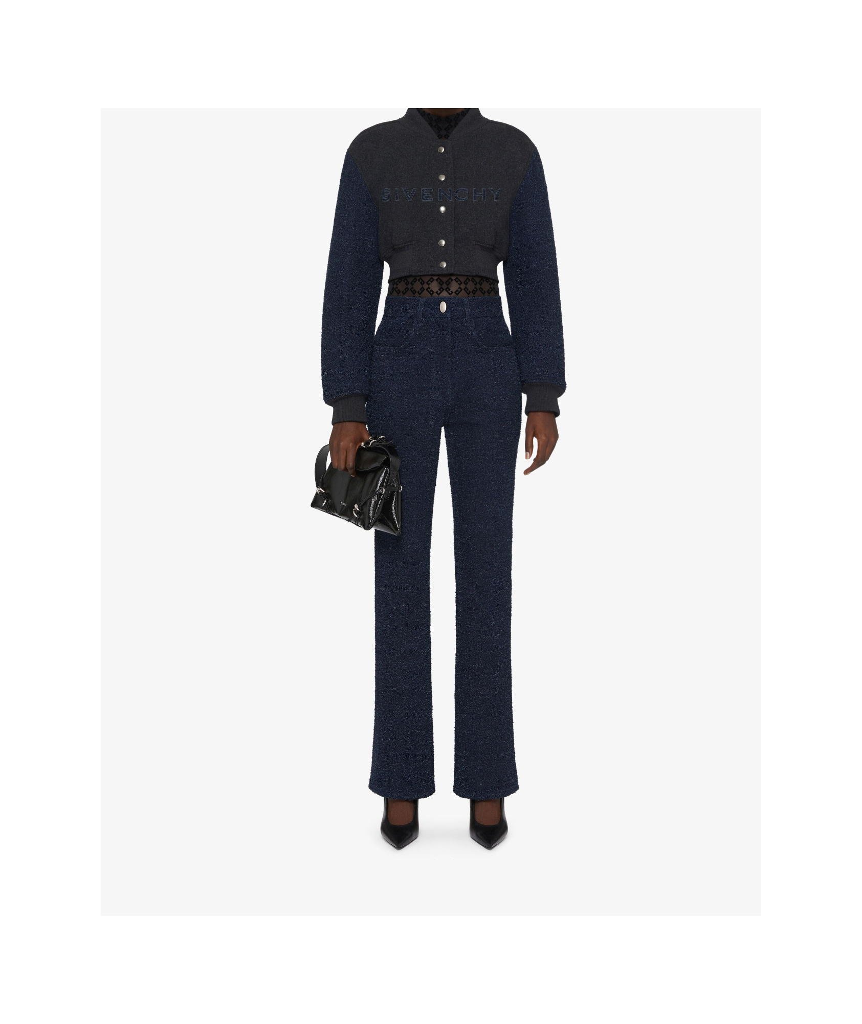 Givenchy Boucle-sleeves Crop Varsity Jacket In Black