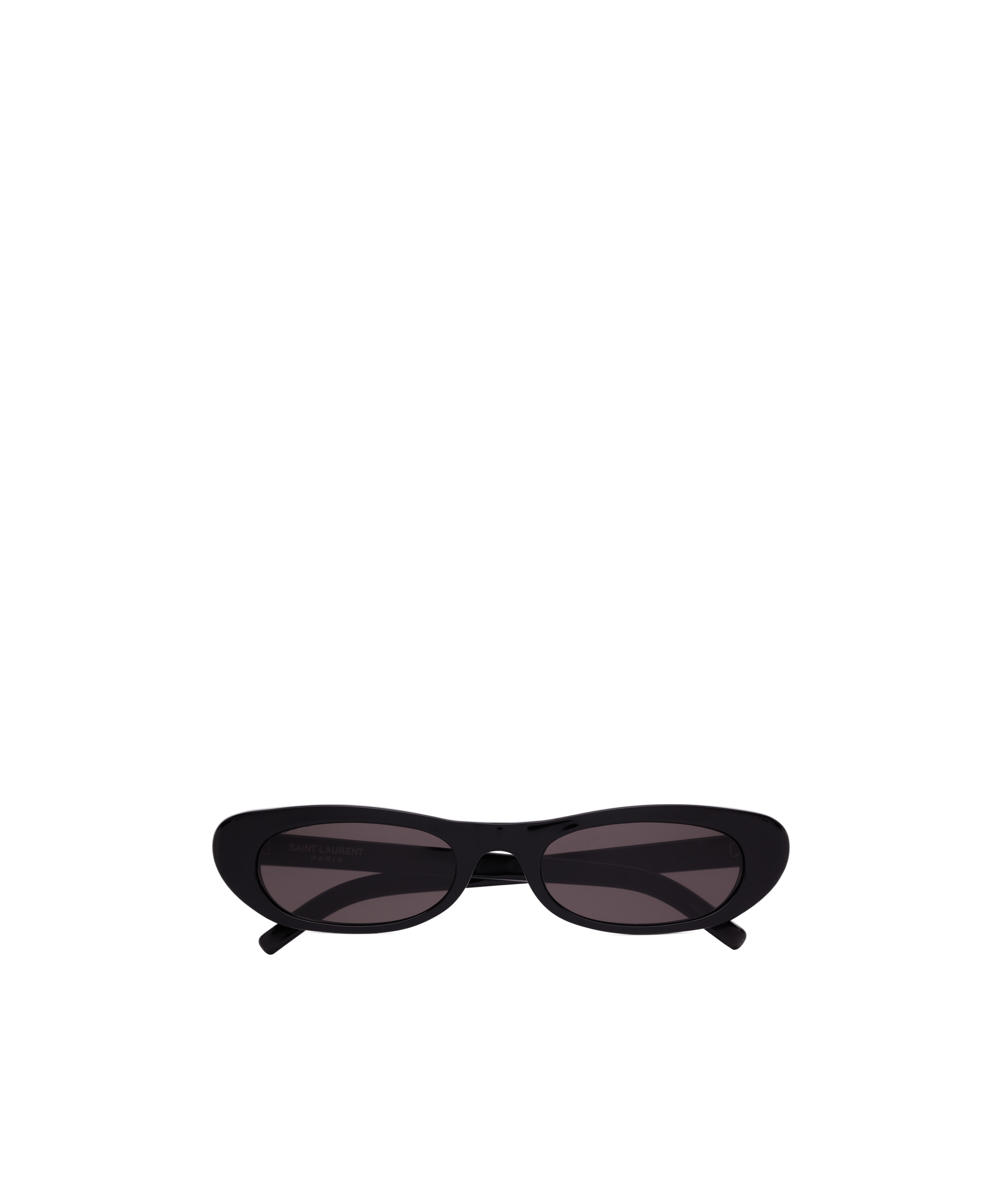 Saint Laurent Black Oval Frame Sunglasses In Gray