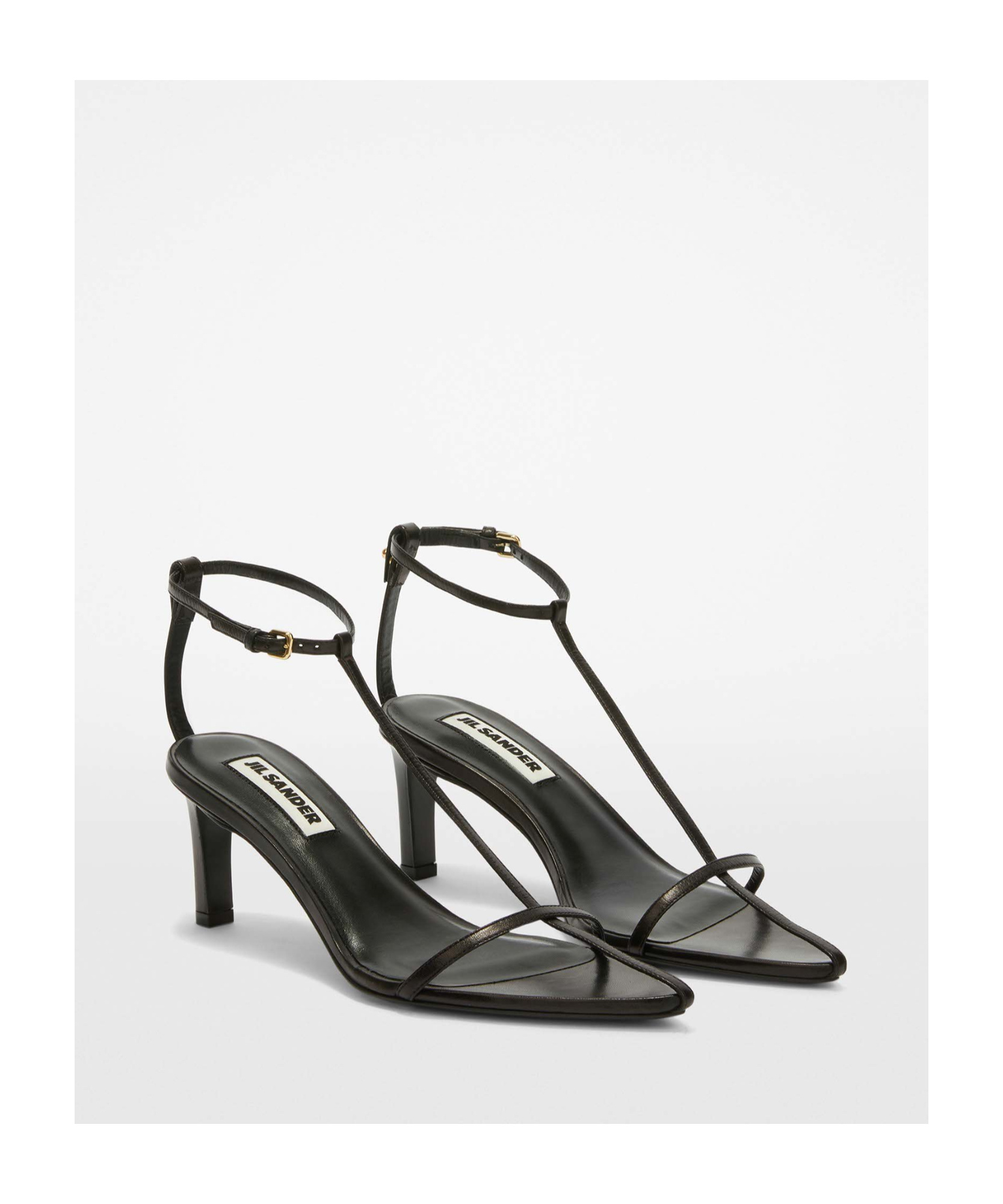 Jil Sander Leather Sandals With Weaved Straps In Black