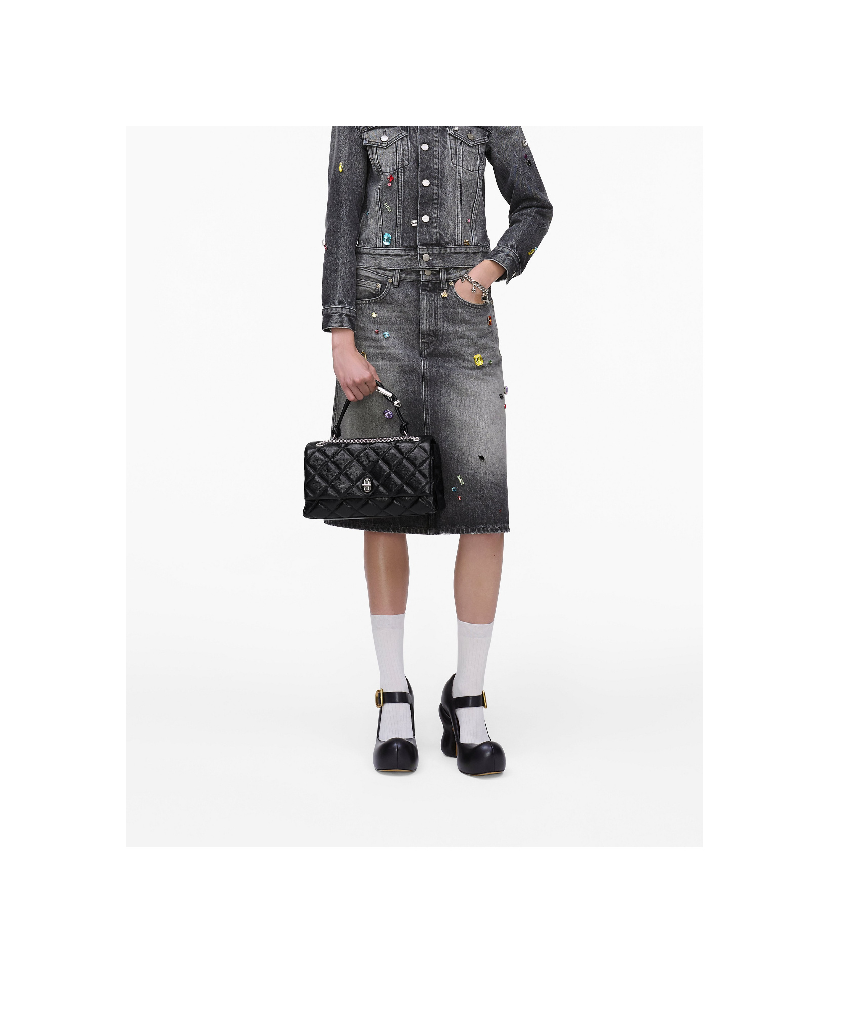 Marc Jacobs Medium The Quilted Dual Convertible Shoulder Bag In Black