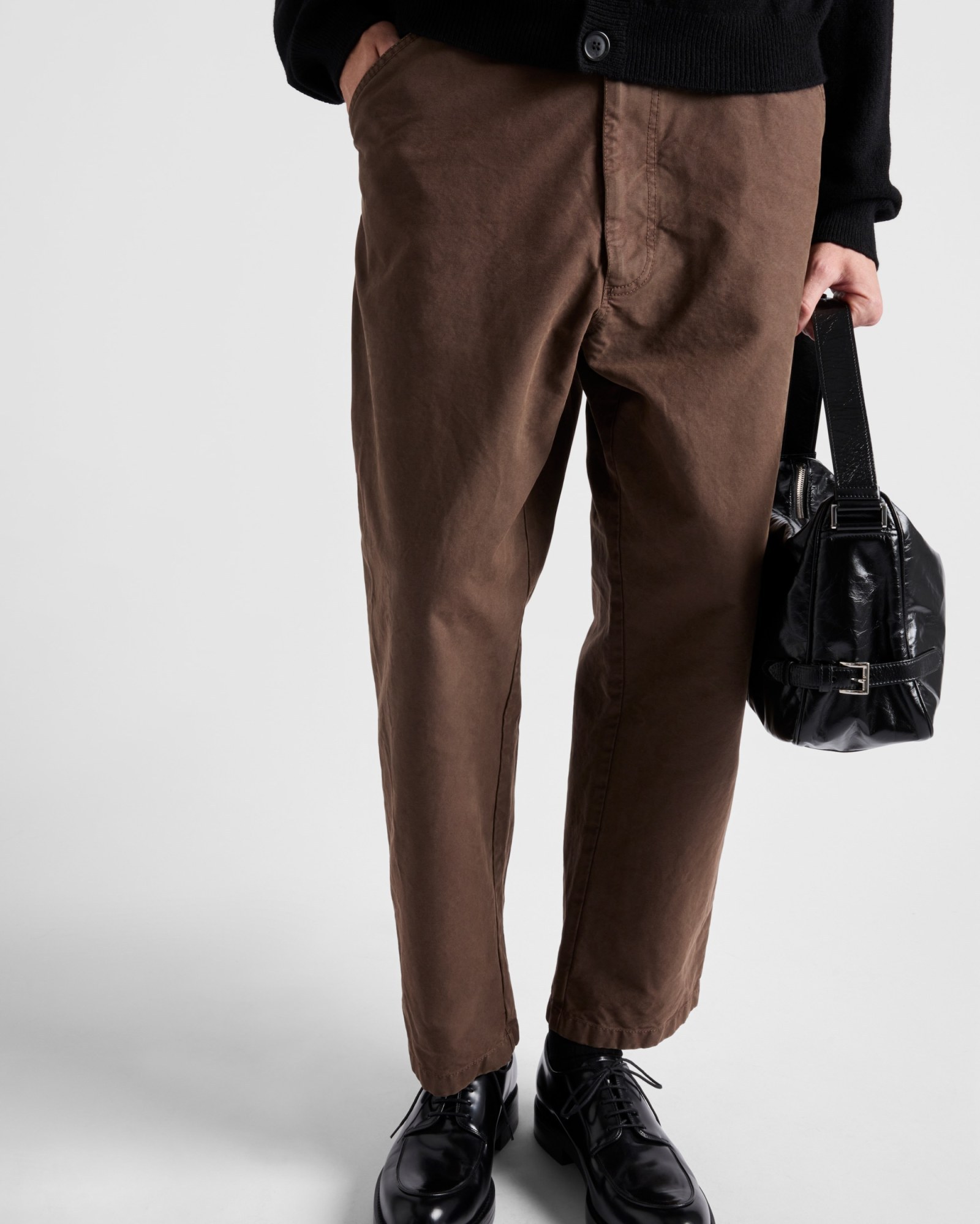 Prada Cotton Chino Trousers In Green
