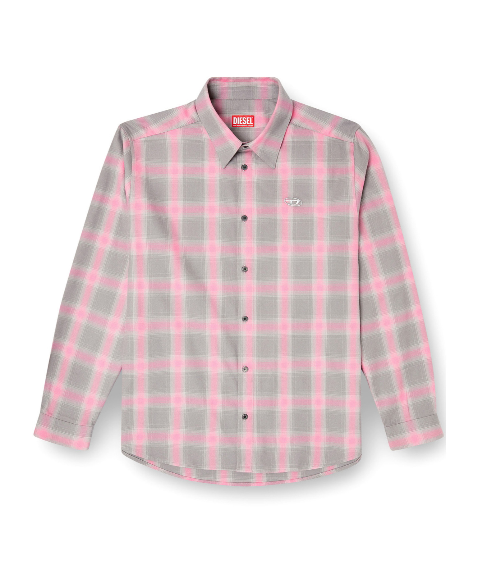 Diesel Men S-simply Check Cotton Blend Shirt In Gray