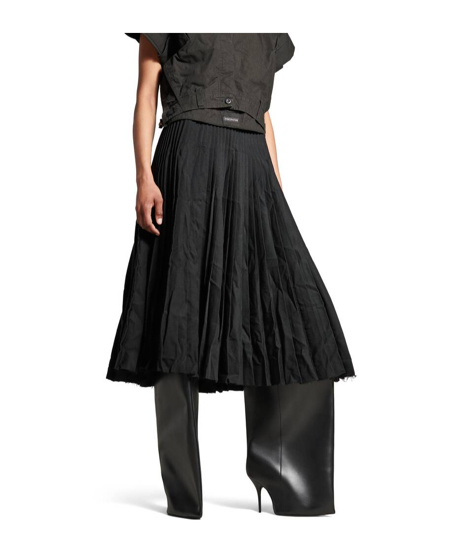 Balenciaga Asymmetrical Midi Skirt In Black