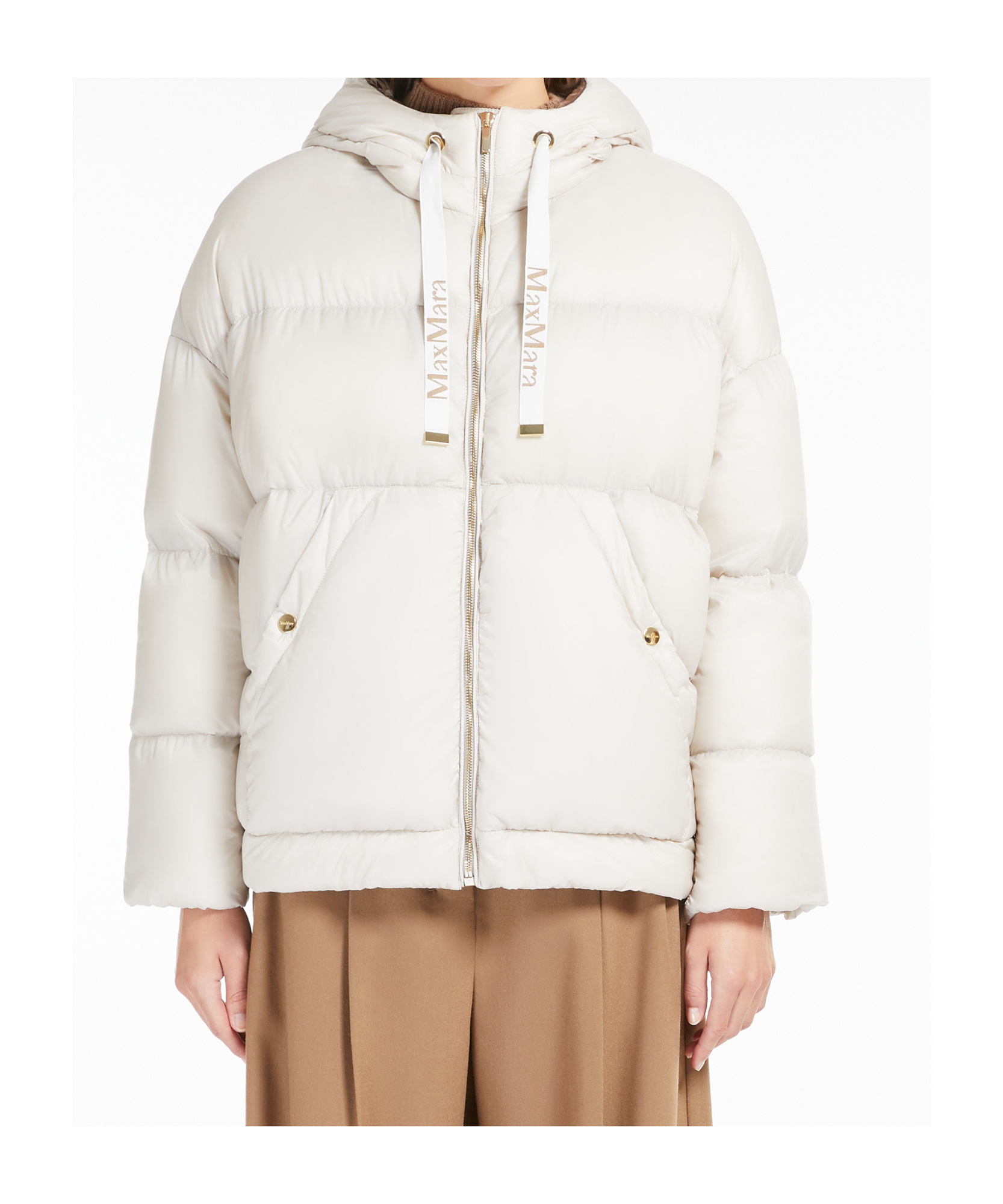 Max Mara Long-sleeved Down Jacket In White
