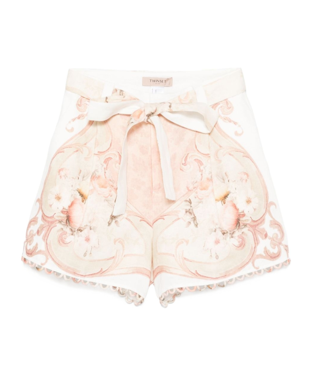 Shop Twinset Printed Linen Shorts