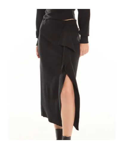 Shop P.a.r.o.s.h Draped Midi Skirt In Black