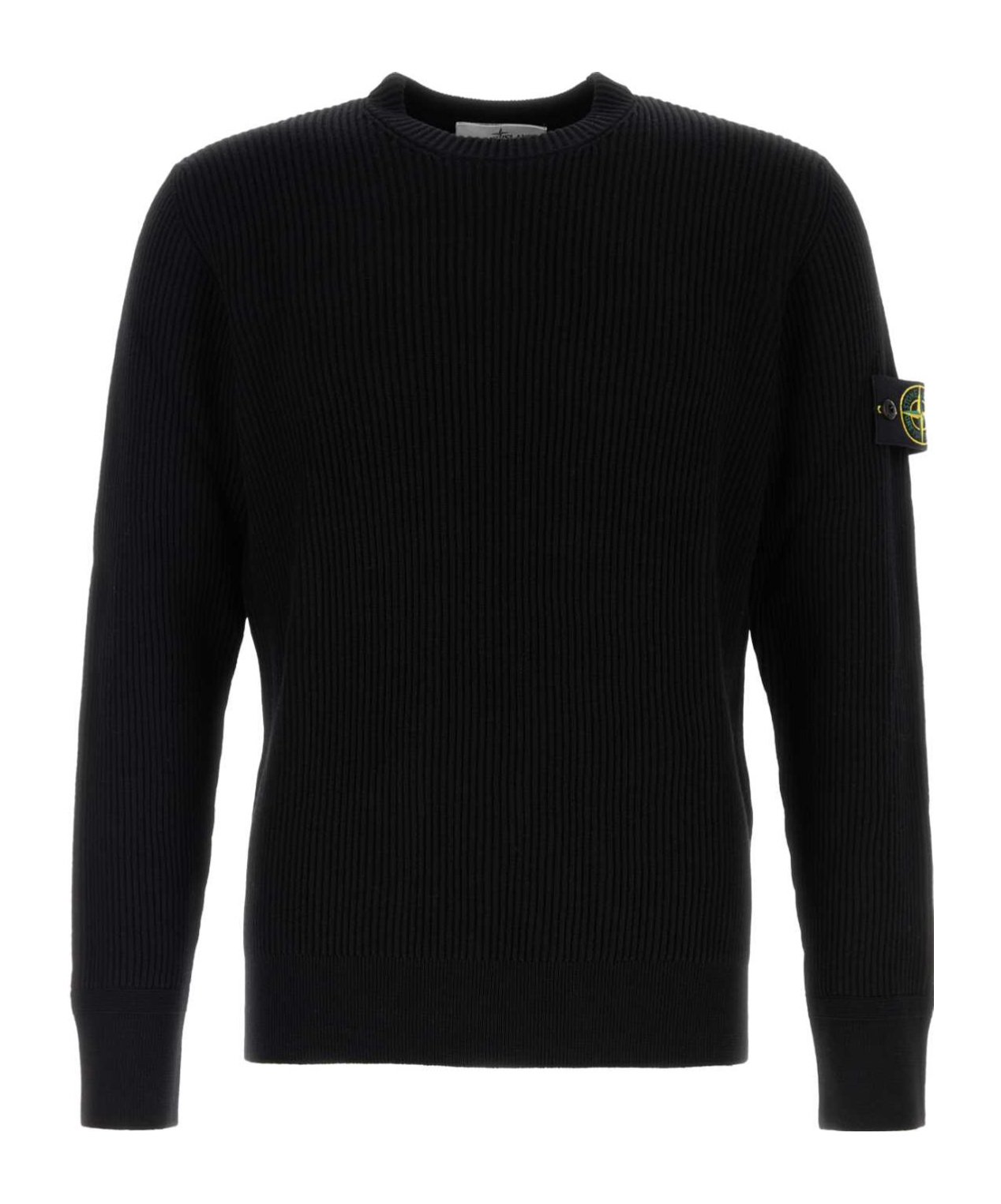 Stone Island Wool Crew Neck Pullover In Black