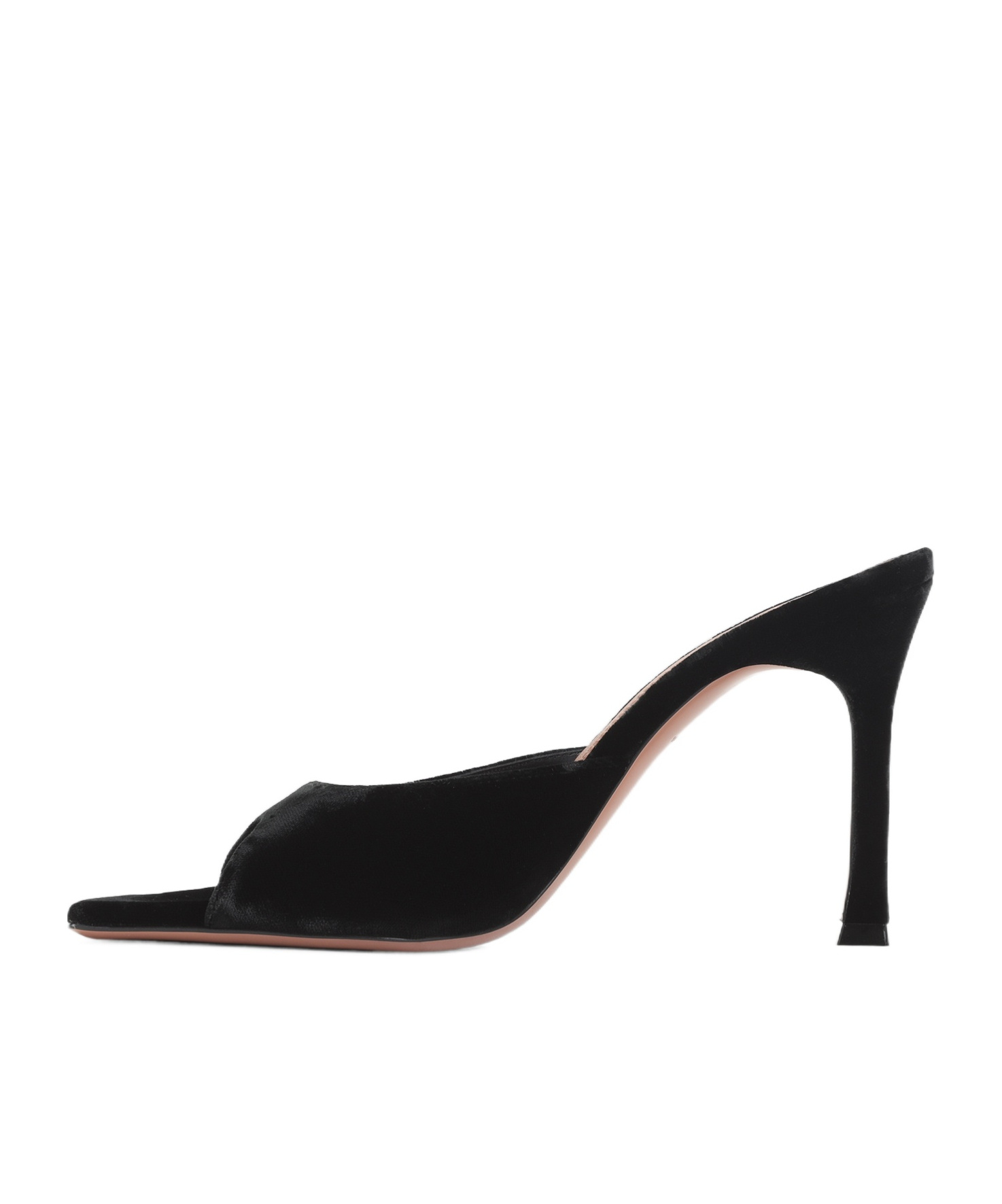 Amina Muaddi Black Leather Stiletto Heel Sandals In Black