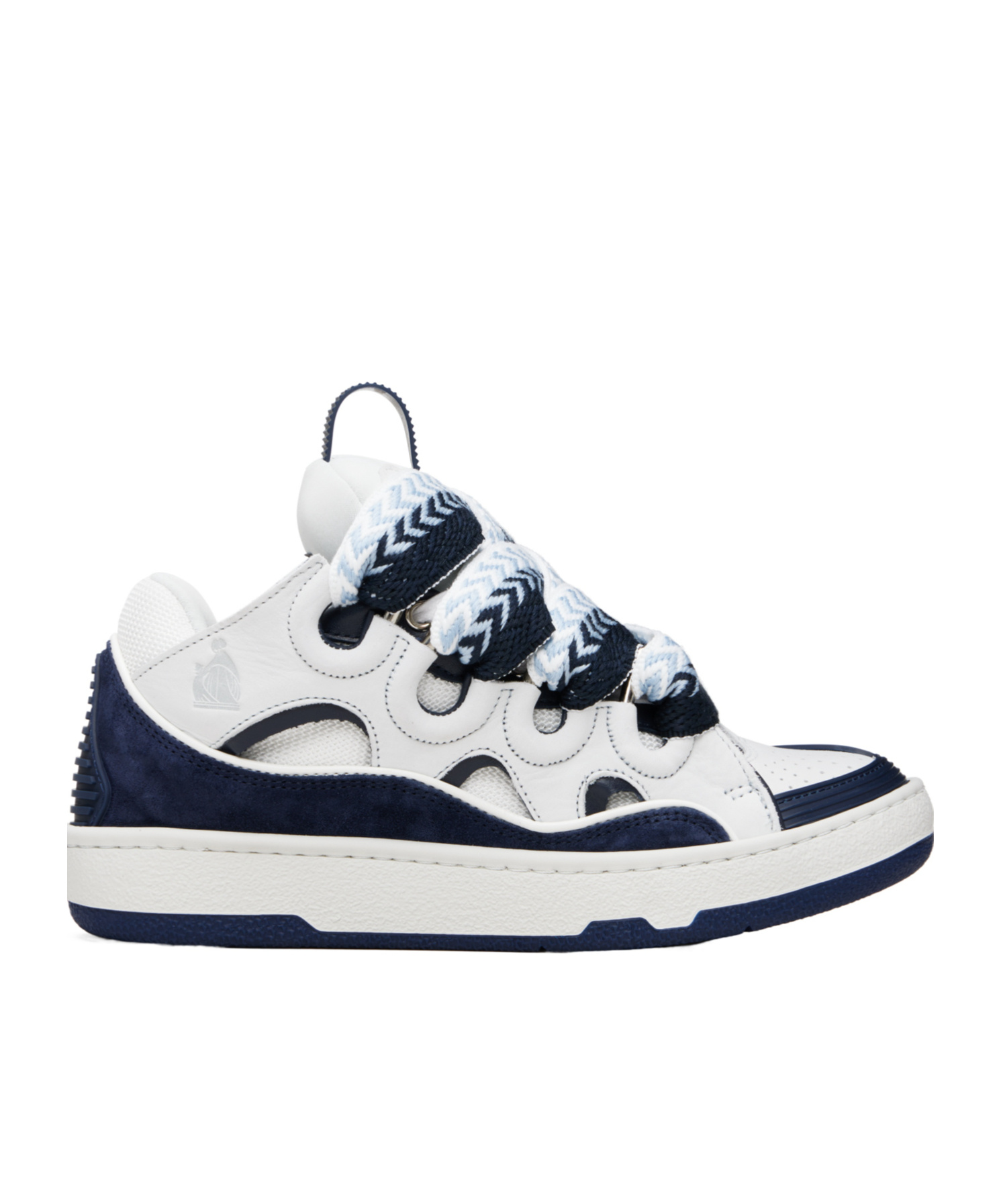 Lanvin Curb Leather Sneakers In Blue