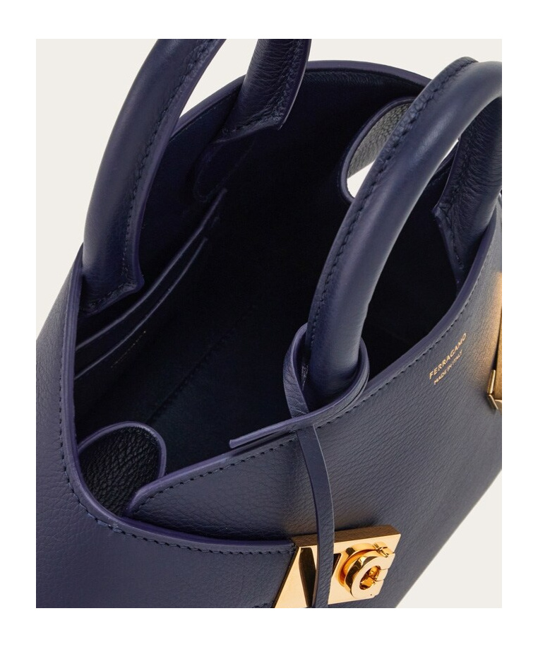 Ferragamo Logo-print Leather Tote Bag In Blue