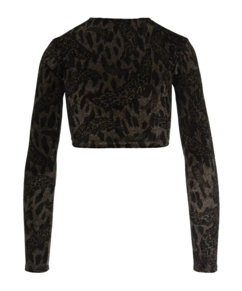 Fiorucci Leopard-print Long-sleeves Top In Black