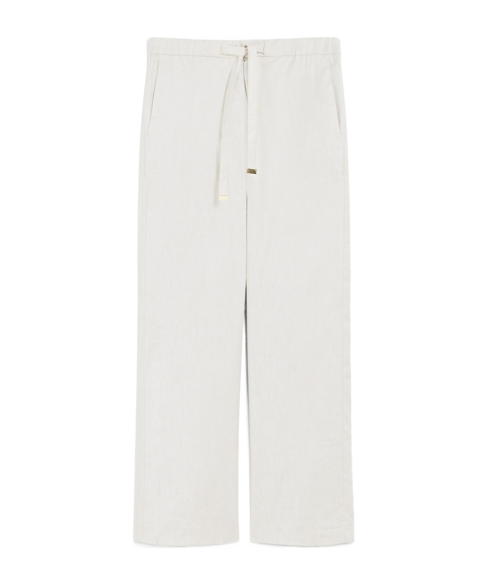 Shop Max Mara Linen Drawstring Trousers In White