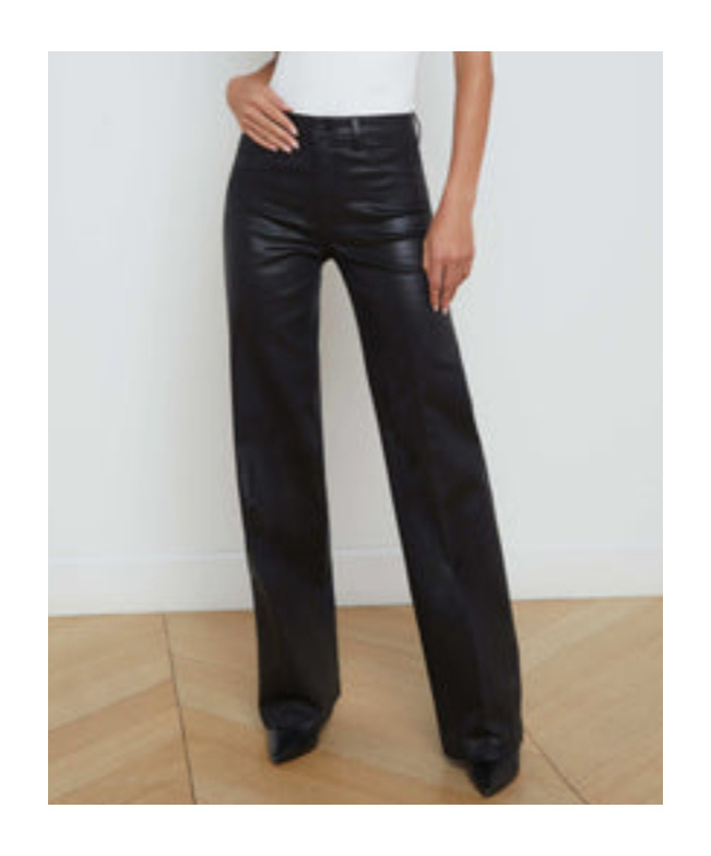 L'agence Clayton Coated Wide-leg Jean In Black