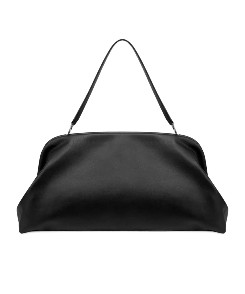 Alberta Ferretti Women Black Handbag With Removable Handle And Clasp Closure In Leather Woman In Black