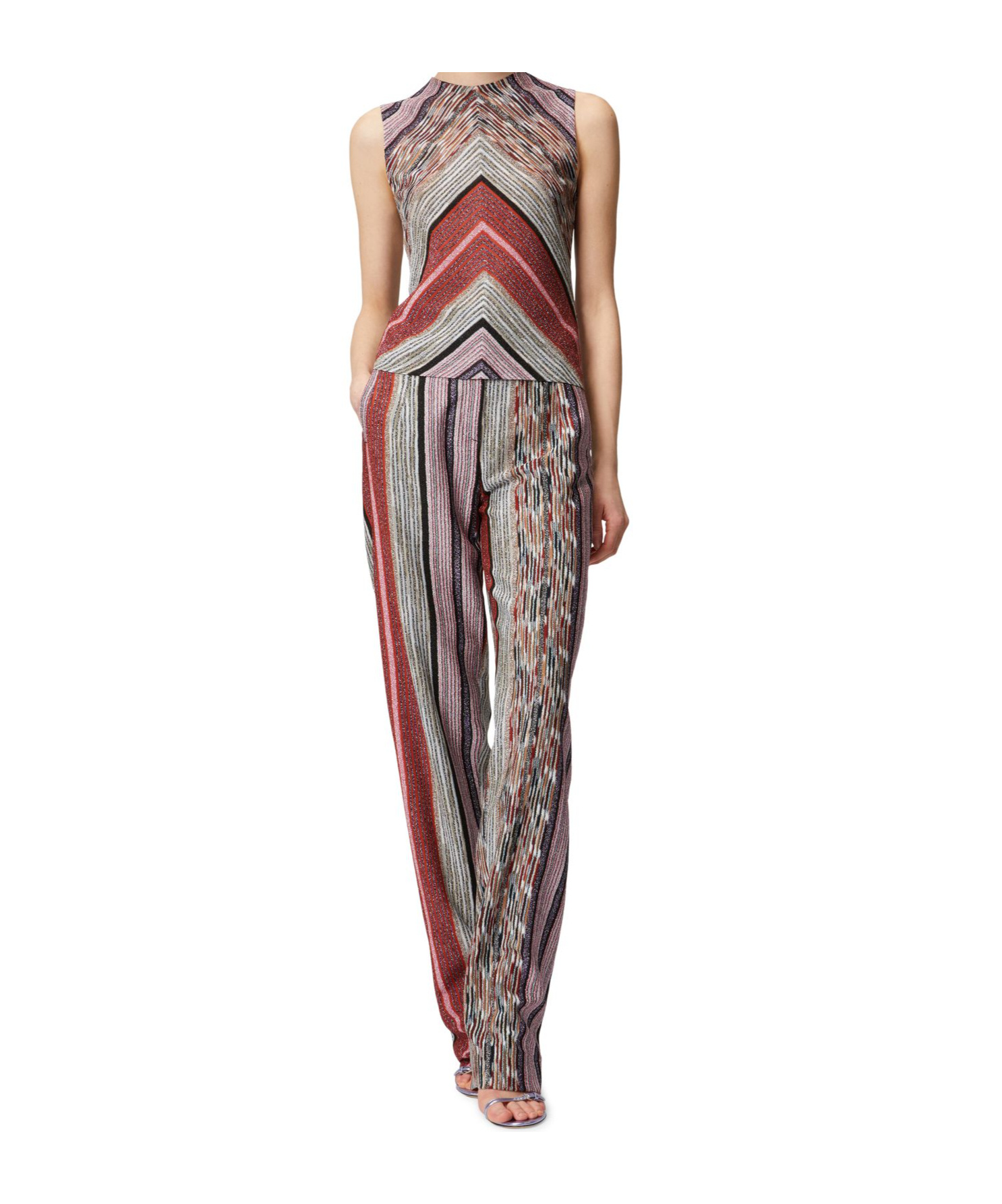Missoni Printed Casual Pants In Black/silver