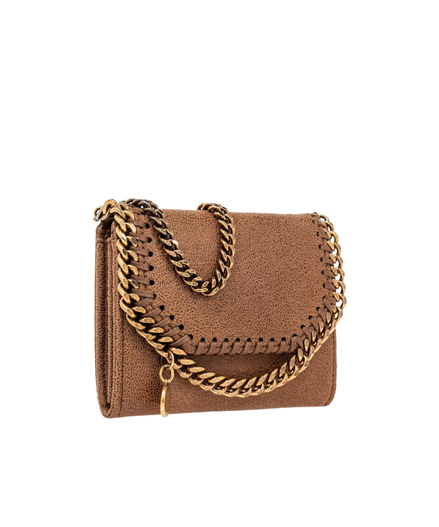 Stella Mccartney Falabella Chain-link Wallet In Brown