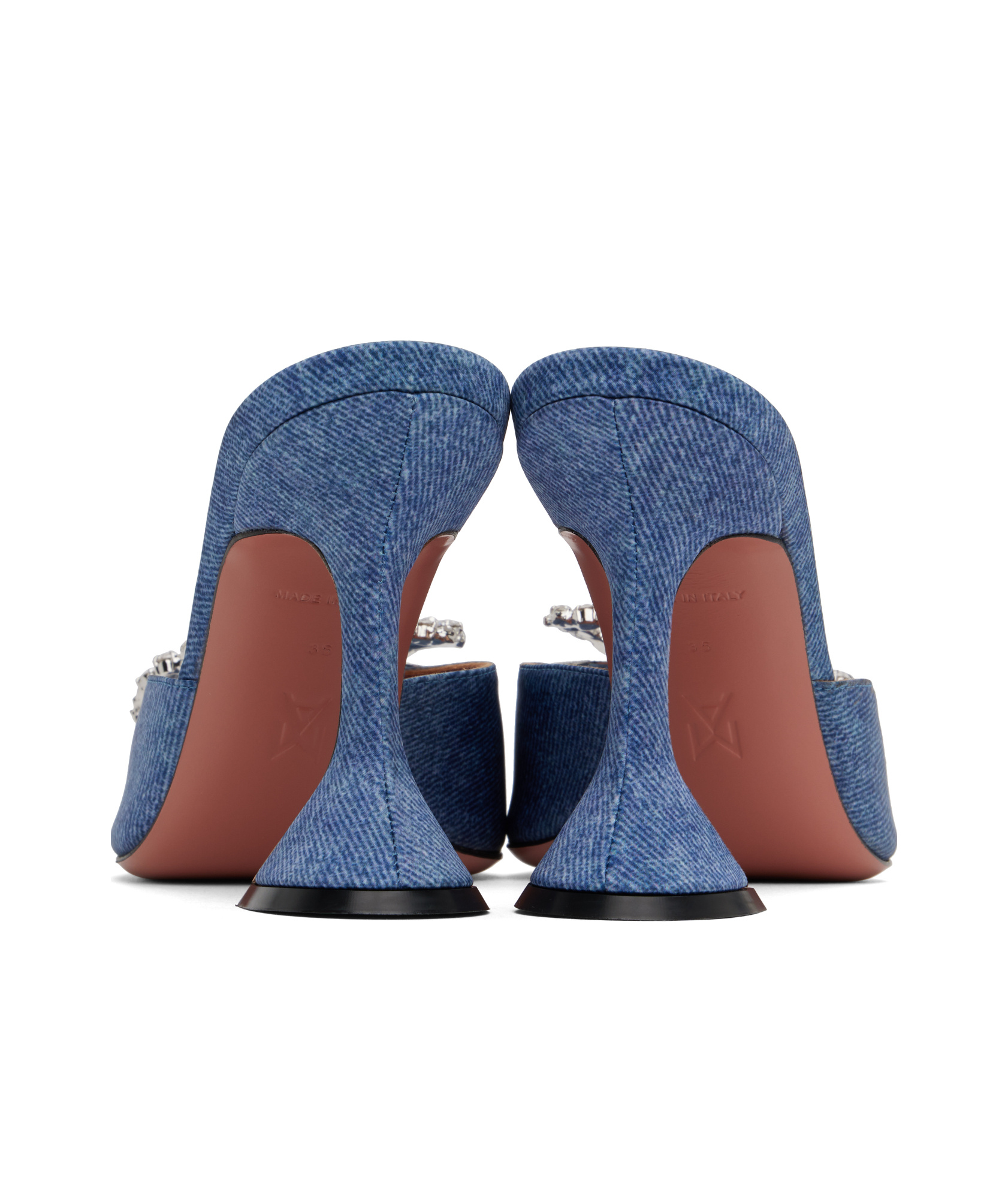 Shop Amina Muaddi Pointed High-heeled Sandals In Blue
