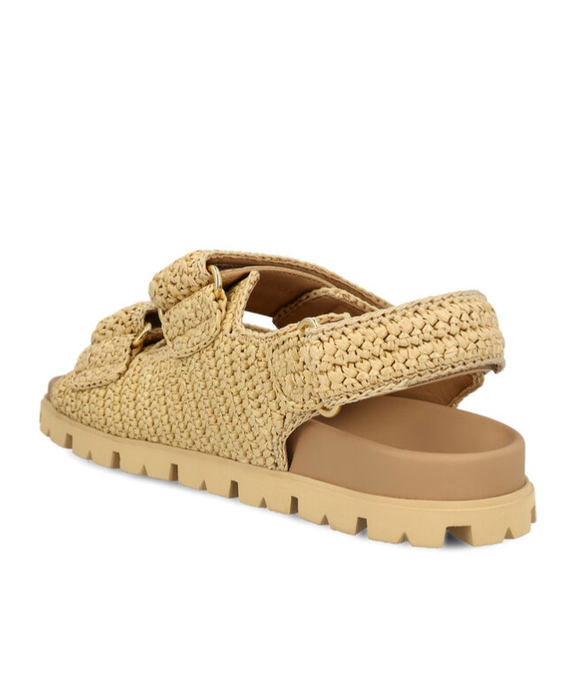 Prada Woven Design Sandals With Adjustable Straps And Chunky Sole In Nude