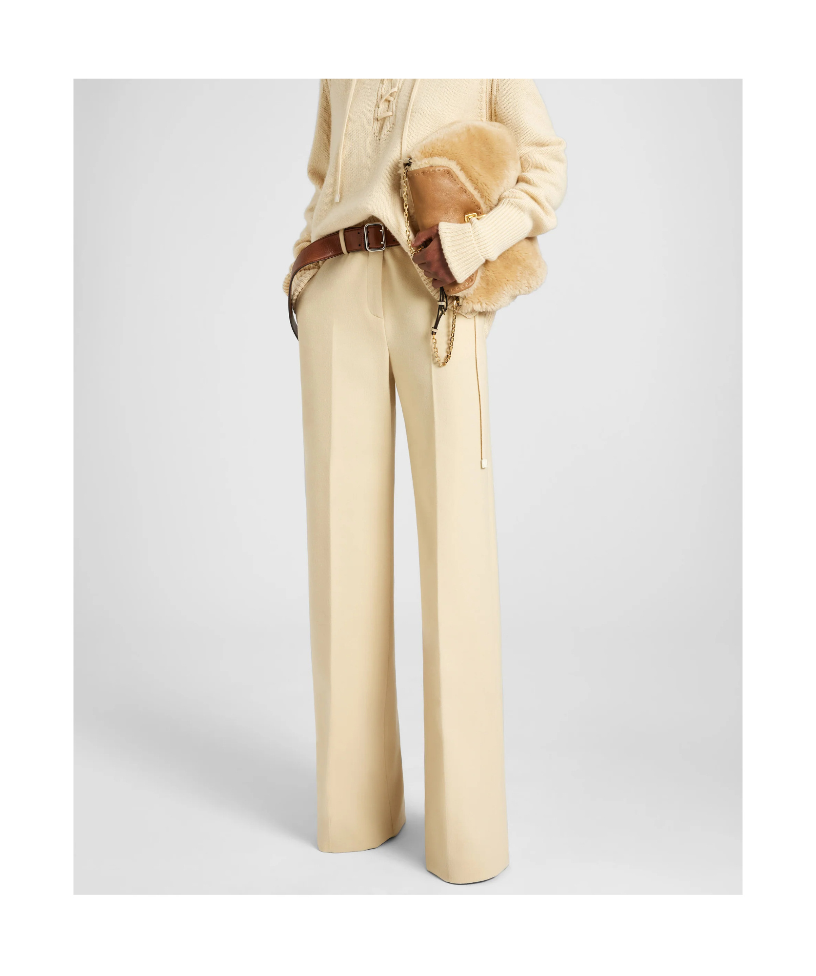 Ermanno Scervino Palazzo Trousers In Virgin Wool In Brown